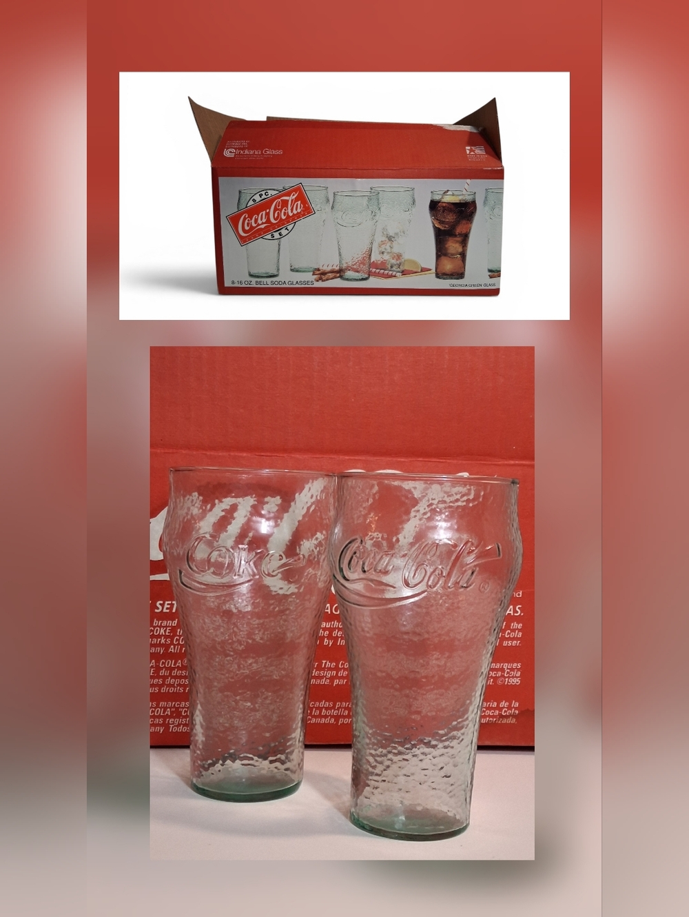Vintage Coca-Cola | Georgia Green | Bell Soda Glass Set of 8 Retro